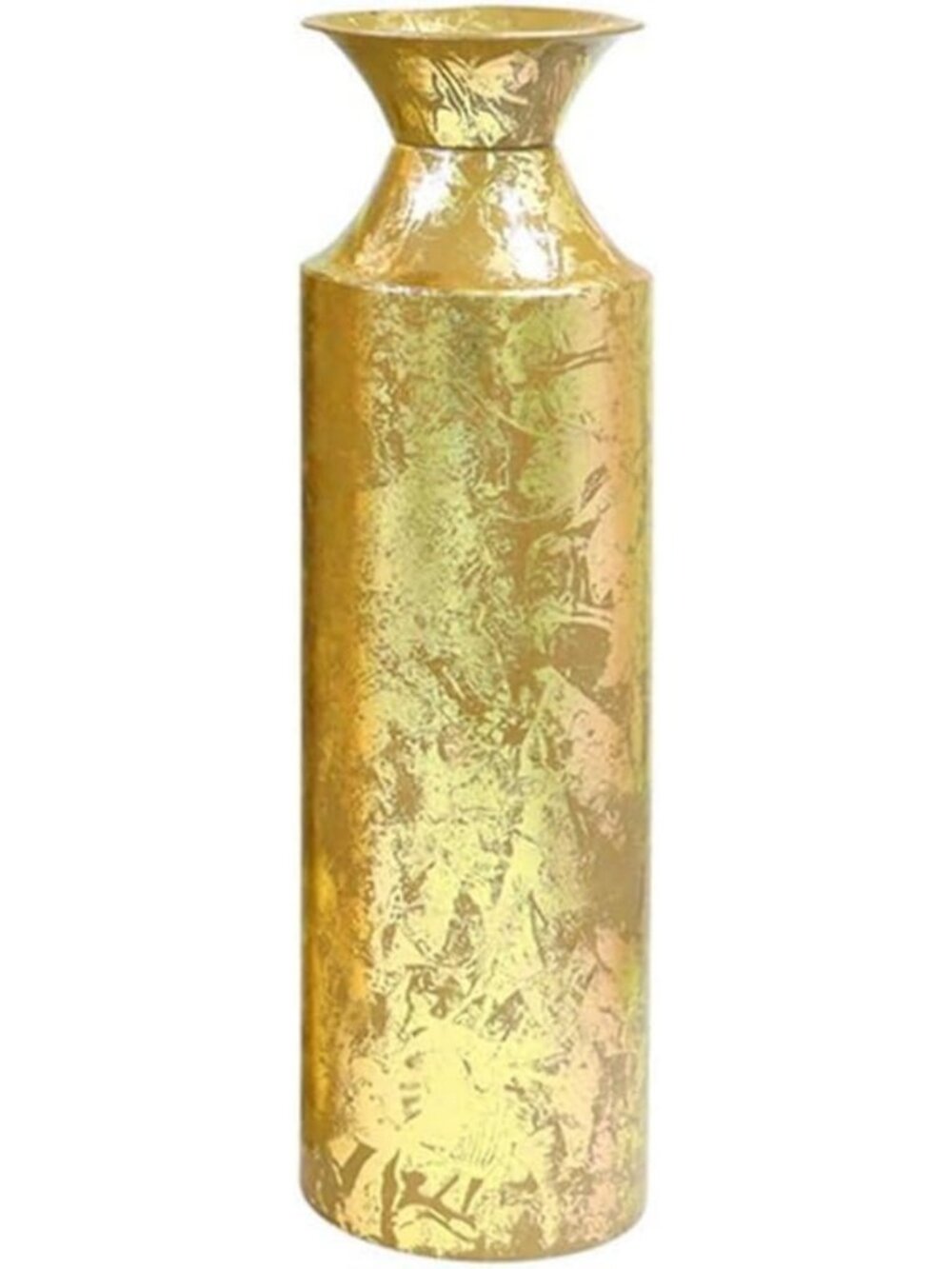 16" Gold Metal Decorative Floor Vase - Tall Metallic Centerpiece for Floral